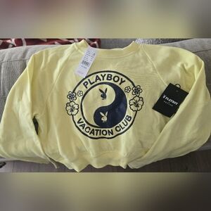 PLAYBOY Pale Yellow Crewneck NWT